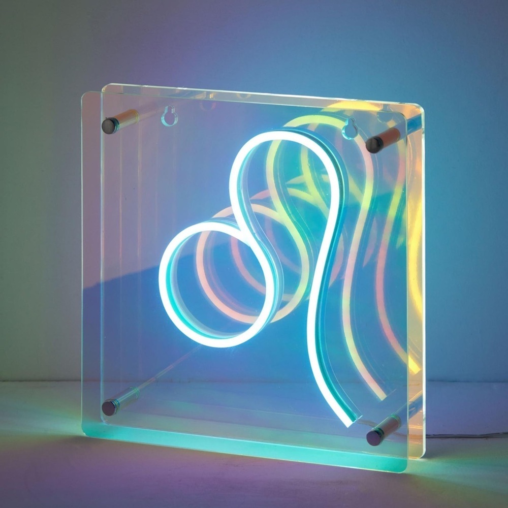 🦁 UO Leo Zodiac Iridescent Acrylic LED Neon Light Box Desktop Wall Decor